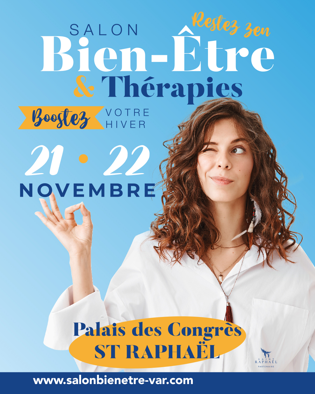 Affiche du Salon Bien-Être et Thérapies de Saint-Raphaël, 21-22 novembre, Palais des Congrès